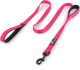 Plutus Pet Double Handle Dog Leash 4ft, Heavy Duty, Reflective Dual Handle Dog Leash for Safety Training, for Medium Large Dogs,2 Handle Leads(Pink)