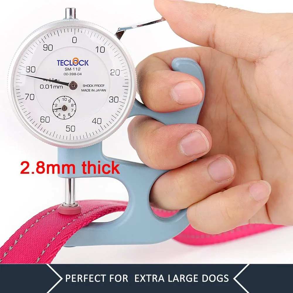 Plutus Pet Double Handle Dog Leash 4ft, Heavy Duty, Reflective Dual Handle Dog Leash for Safety Training, for Medium Large Dogs,2 Handle Leads(Pink)