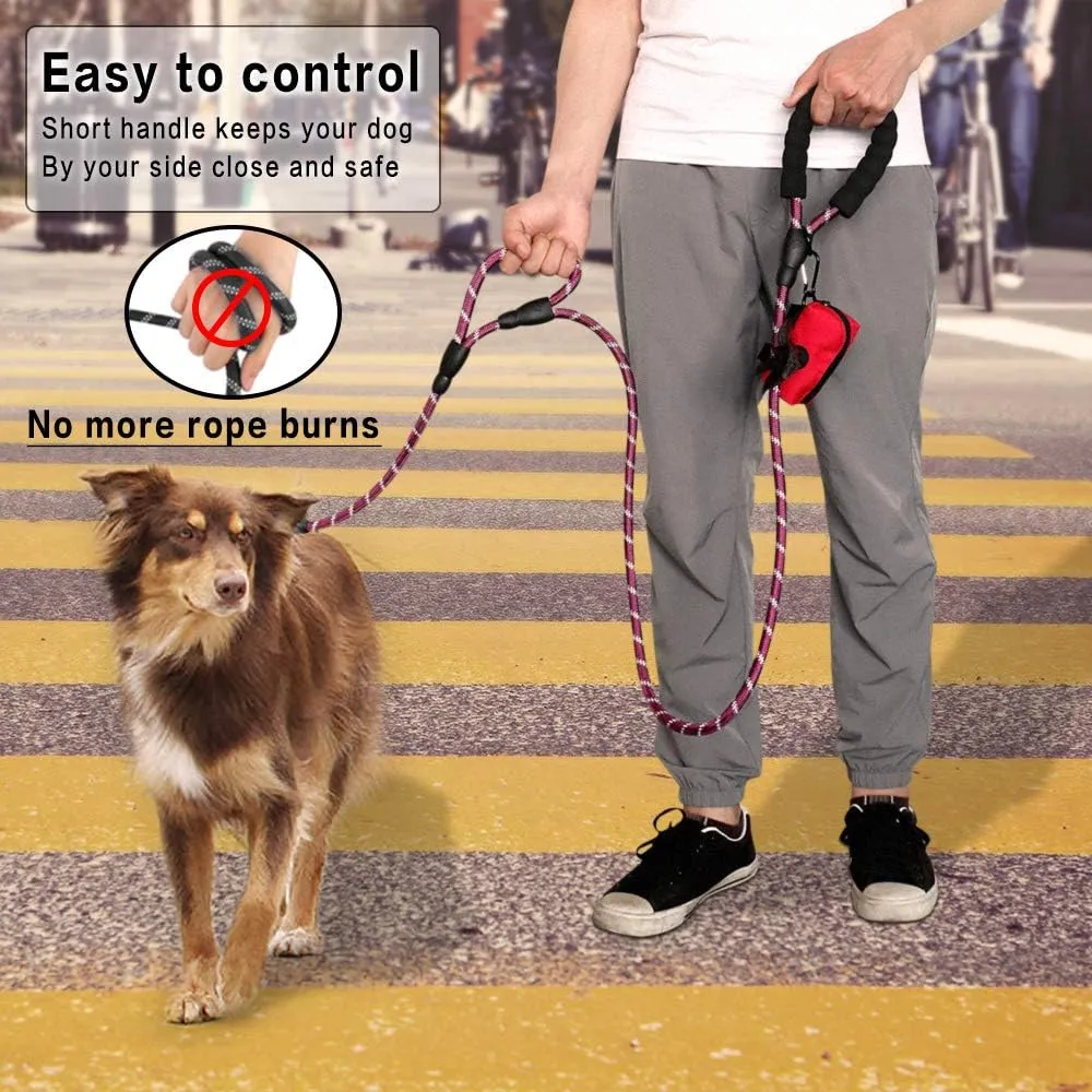Plutus Pet Rope Dog Leash 6ft Long,Traffic Padded Two Handle,Heavy Duty,Reflective Double Handles Lead for Control Safety Training,Leashes for Large Dogs or Medium Dogs,Dual Handles Leads(Purple)