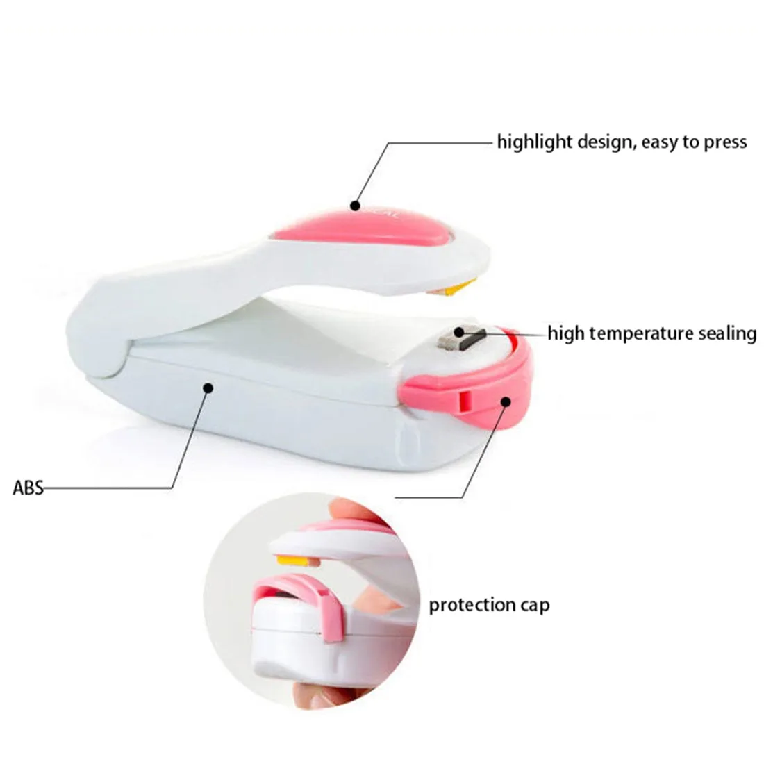 Portable Mini Heat Sealing Machine Impulse Sealer Seal Packing Plastic Bag Sealing Clamp (Random Color) - pack of 2