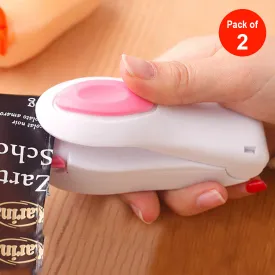 Portable Mini Heat Sealing Machine Impulse Sealer Seal Packing Plastic Bag Sealing Clamp (Random Color) - pack of 2