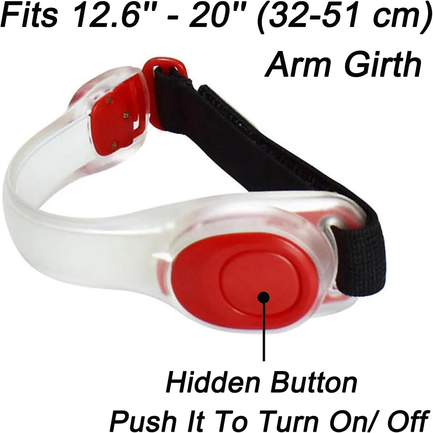 Premium LED Light Up Armband, Reflective Adjustable Wearable Silicone Running Belt Strap/Waterproof Glow in The Dark for Running Jogging Walking Cycling Concert Camping Outdoor Sports