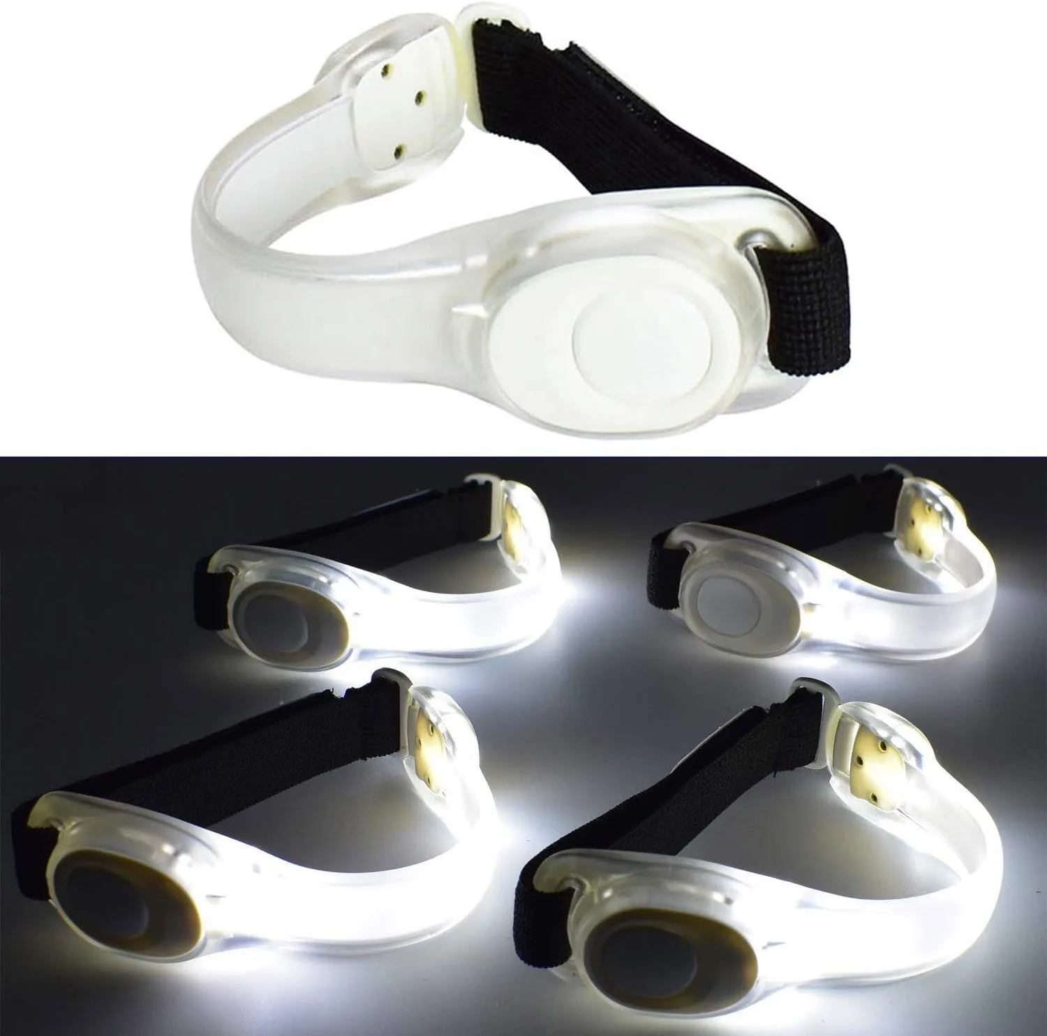 Premium LED Light Up Armband, Reflective Adjustable Wearable Silicone Running Belt Strap/Waterproof Glow in The Dark for Running Jogging Walking Cycling Concert Camping Outdoor Sports