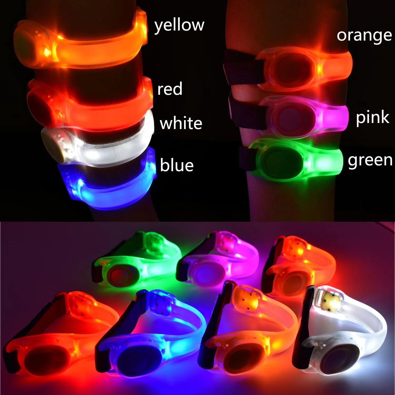 Premium LED Light Up Armband, Reflective Adjustable Wearable Silicone Running Belt Strap/Waterproof Glow in The Dark for Running Jogging Walking Cycling Concert Camping Outdoor Sports
