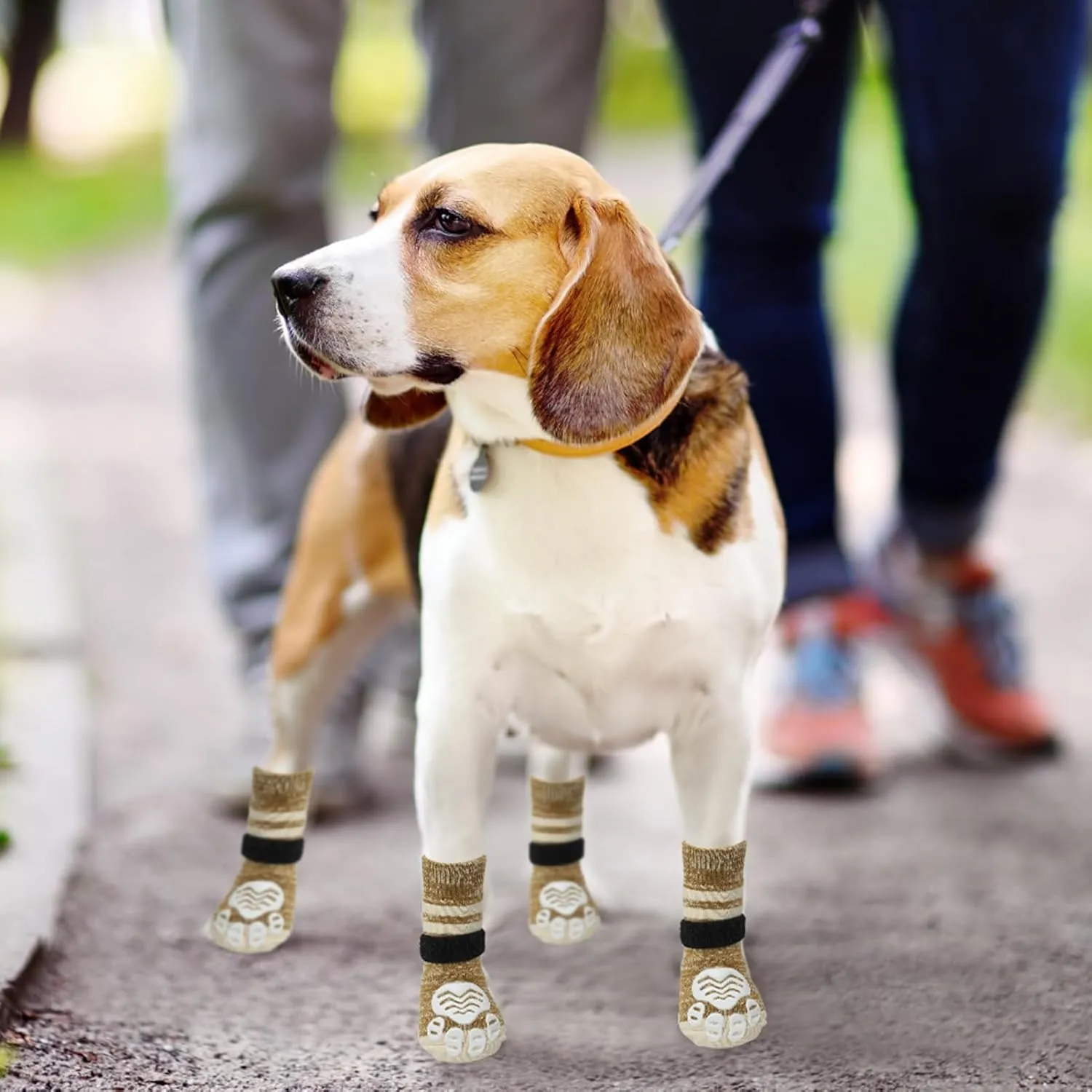 PUPTECK Anti-Slip Dog Socks with Double Sides Grips Booties for Medium Large Dogs Hardwood Floors Prevents Licking, Dog Shoes for Cold & Hot Pavement Traction Paw Protector for Senior Dogs