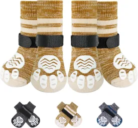 PUPTECK Anti-Slip Dog Socks with Double Sides Grips Booties for Medium Large Dogs Hardwood Floors Prevents Licking, Dog Shoes for Cold & Hot Pavement Traction Paw Protector for Senior Dogs
