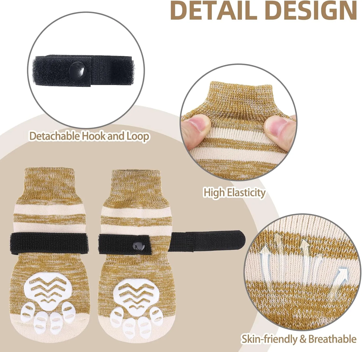 PUPTECK Anti-Slip Dog Socks with Double Sides Grips Booties for Medium Large Dogs Hardwood Floors Prevents Licking, Dog Shoes for Cold & Hot Pavement Traction Paw Protector for Senior Dogs