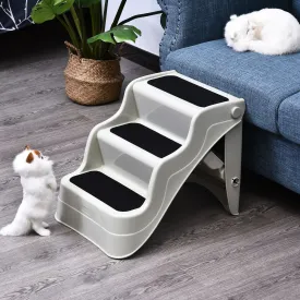PVC Foldable Pet Stairs Cream White