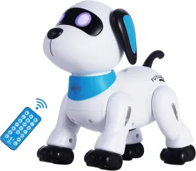 Remote Control Robot Dog Toy  Programmable Smart Robot Dog for Kids 3 , Interactive Dancing & Sound, RC Stunt Robot Toys with LED Eyes, Electronic Pet Toy Dog for Boys & Girls Gifts (Blue)