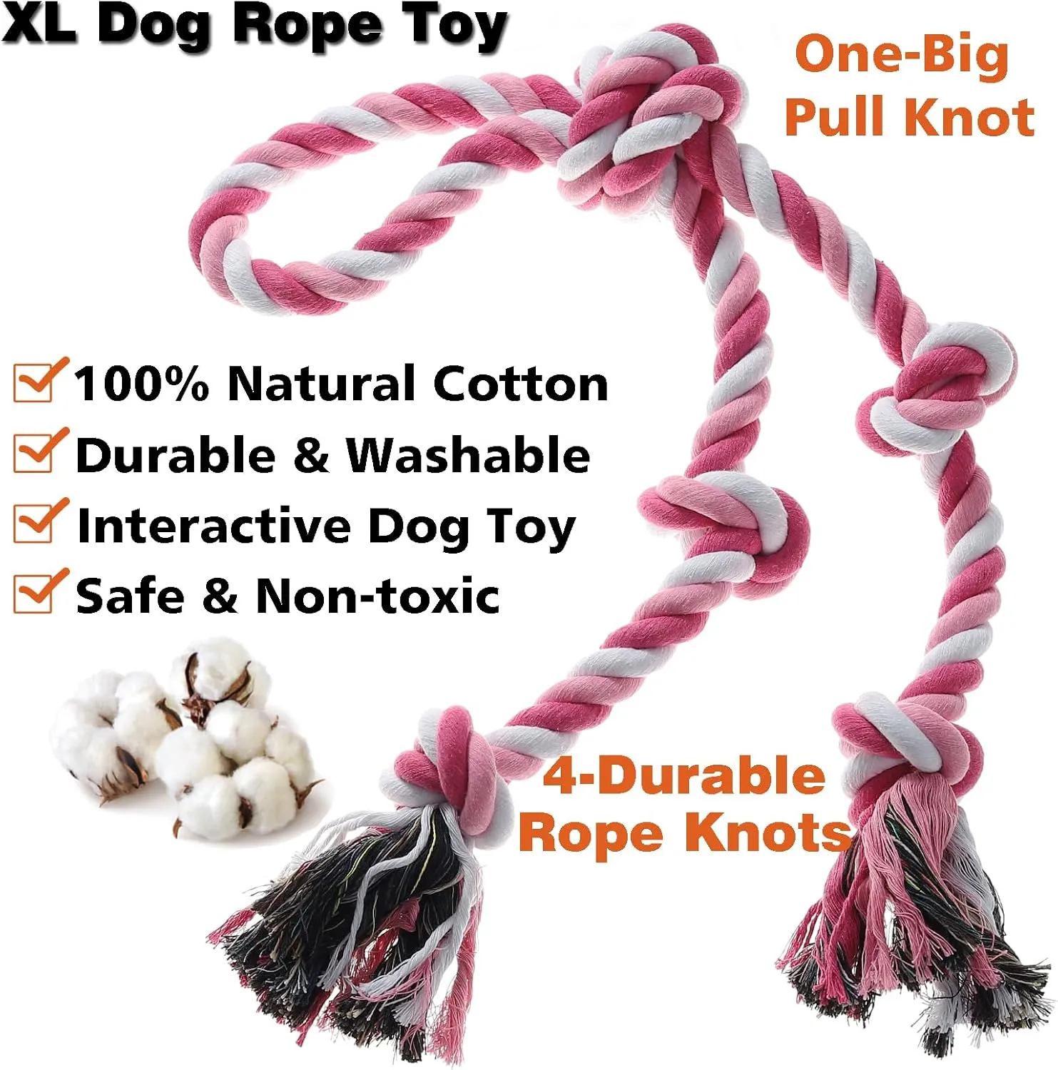Rope Toy for DogsLarge Dog Rope Toys for Aggressive Chewers, Heavy Duty Dog Toys for Large Medium Breed, Indestructible Tough Rope Chew Toys Tug of War Dog Toy Cotton Rope for Teeth Cleaning