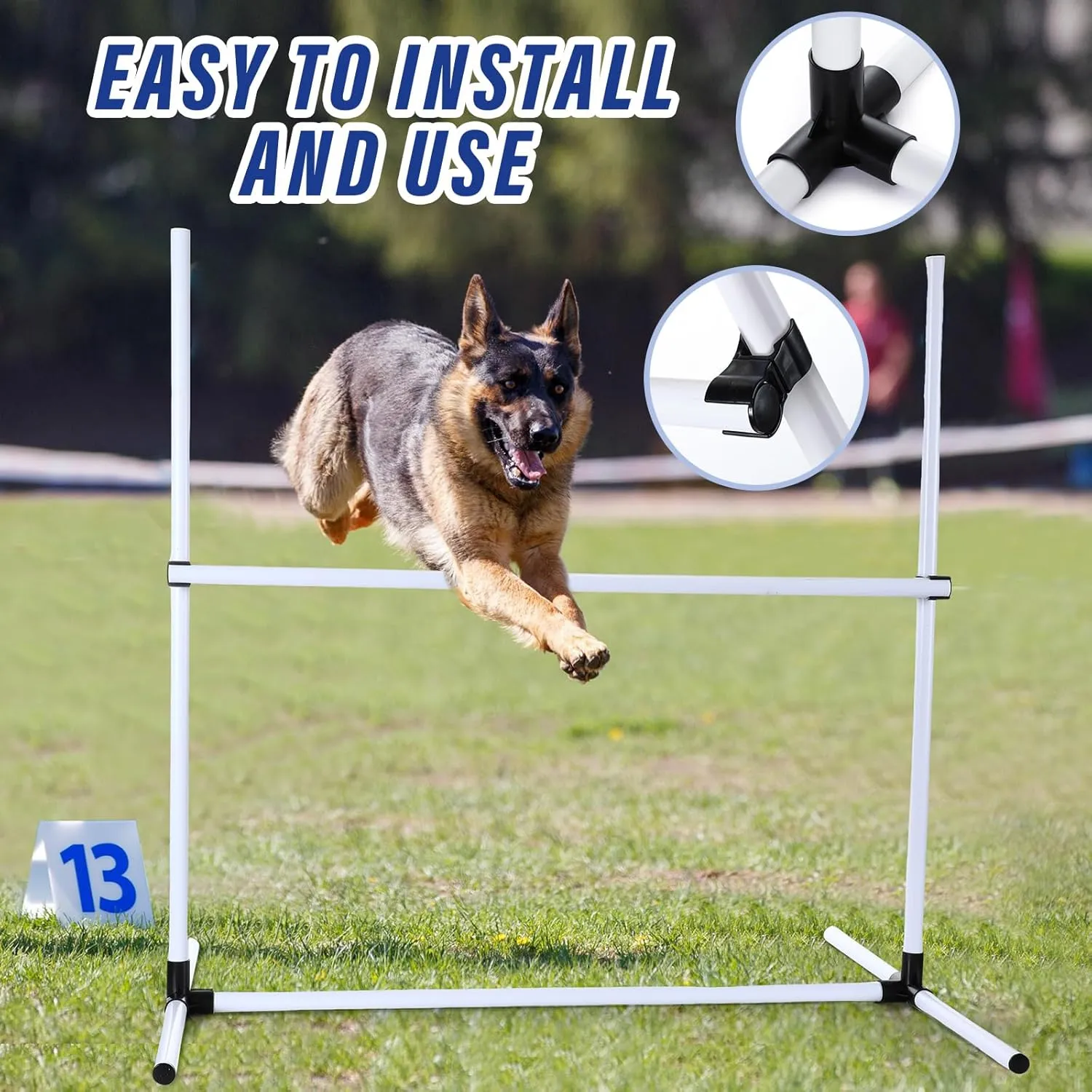 Shappy 4 Pieces Dog Agility Equipment with Adjustable Height Jump Bars Adjustable Dog Agility Jumps with Carry Bag Exercise Jumping Hurdles for Indoor Outdoor Course Game(White)