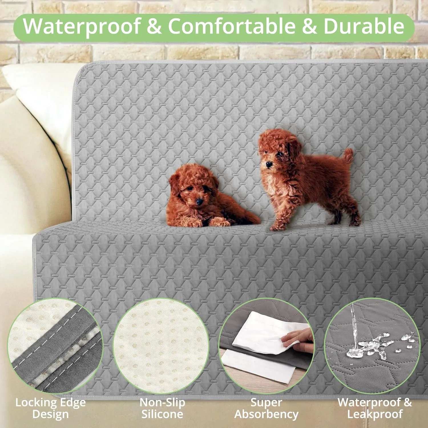 Single-Sided Waterproof Dog Bed Cover, Antislip Pet Blanket Sofa Couch Furniture Protector Washable for Puppy Large Dog Cat (54"*82")