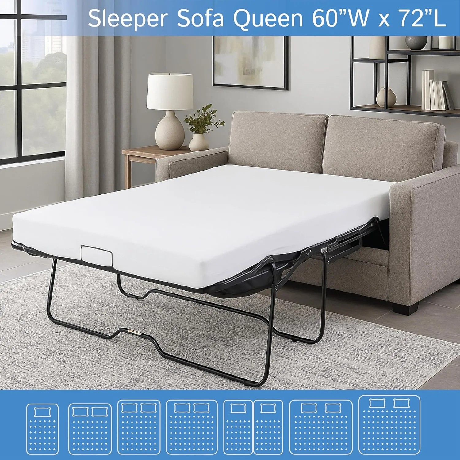 Sleeper Sofa Queen  152.40 cm  x 182.88 cm  x 12.70 cm  - ,