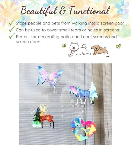 Sonoran Souvenirs Dreamy Opal Metallic Paw Print Heart Screen Magnets - Heavy Duty UV Resistant Metal - Indoor Outdoor Home Decor for Curtains, Lanai, Patio Door - 4.5" Hx3.5 H Set of 2