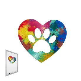 Sonoran Souvenirs Dreamy Opal Metallic Paw Print Heart Screen Magnets - Heavy Duty UV Resistant Metal - Indoor Outdoor Home Decor for Curtains, Lanai, Patio Door - 4.5" Hx3.5 H Set of 2