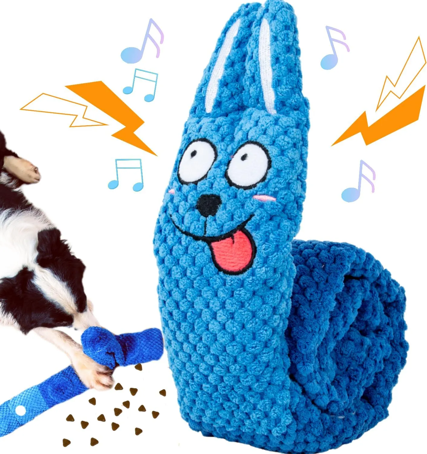 Squeaky Dog Puzzle Toys Interactive Plush Dog Toys Snuffle Mat for Dogs IQ Training Toys Foraging Instinct Training Puppy Toys for Small, Medium, and Large Dogs (Blue Rabbit)