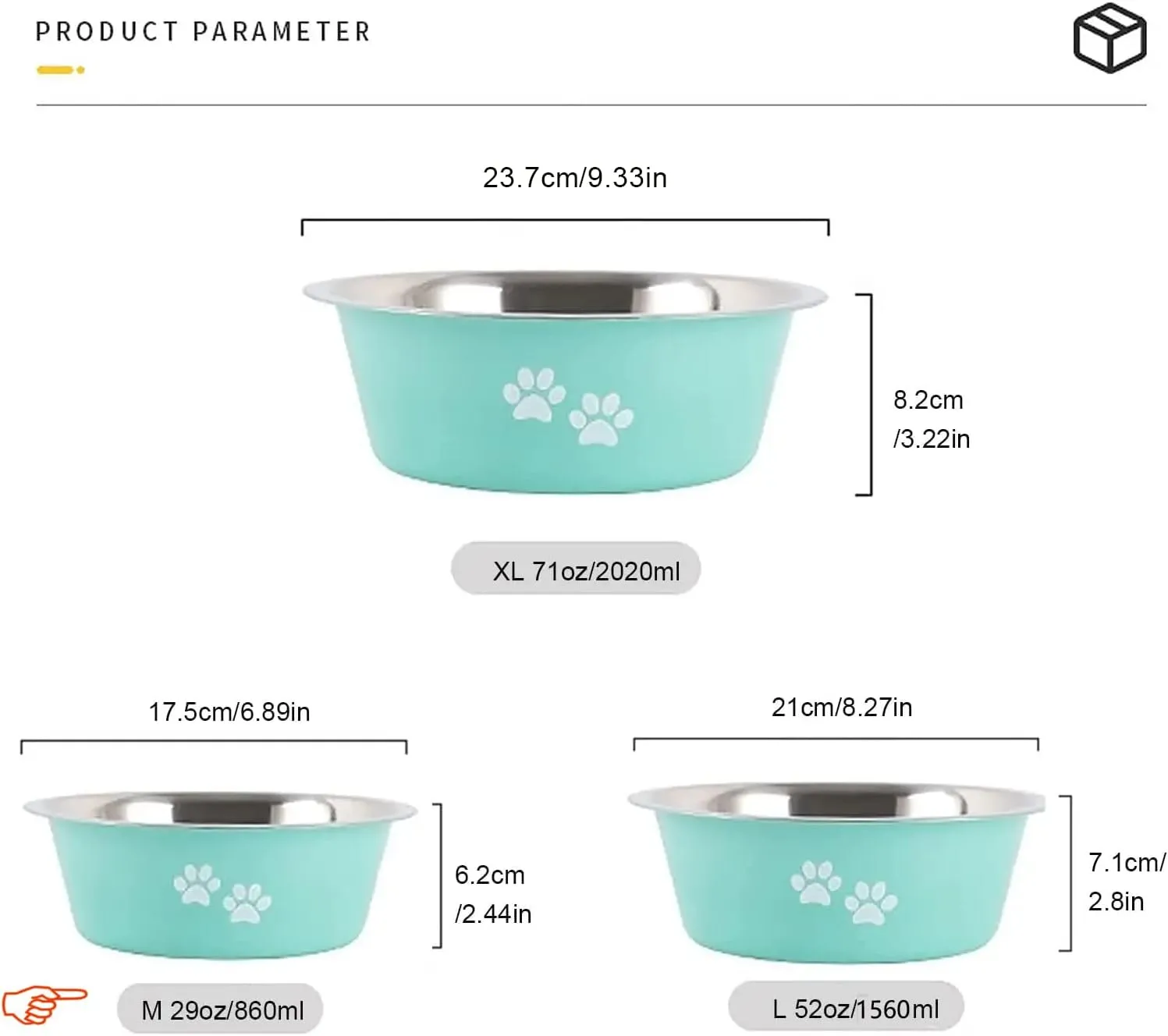 Stainless Steel Dog Bowls 2 Pack Small Medium Dogs Feeding Food Water Bowl with Non-Slip Silicone Sole, Stainless Steel Dog Dishes Elevated Raised Pet Feeder(Green Grey, M(3.6 Cups)