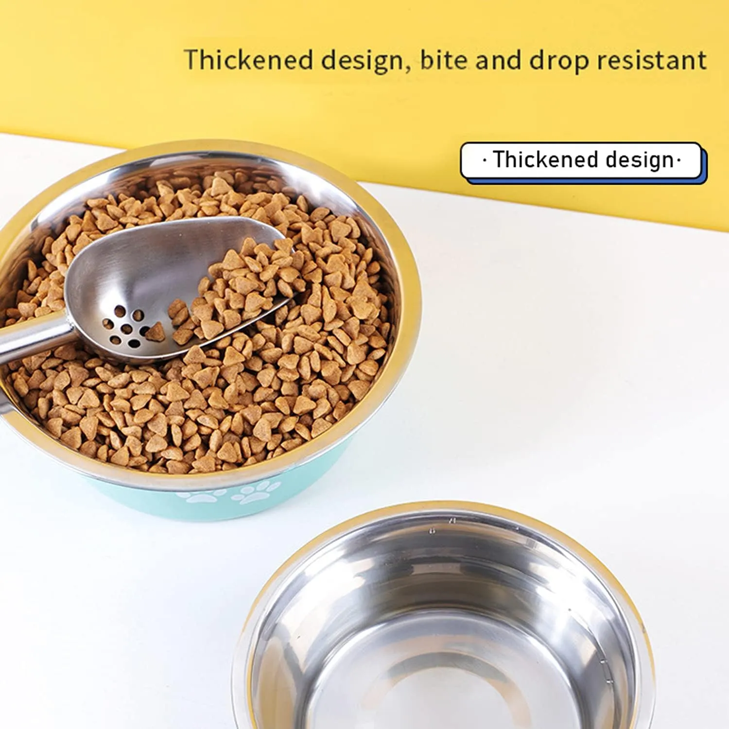 Stainless Steel Dog Bowls 2 Pack Small Medium Dogs Feeding Food Water Bowl with Non-Slip Silicone Sole, Stainless Steel Dog Dishes Elevated Raised Pet Feeder(Green Grey, M(3.6 Cups)