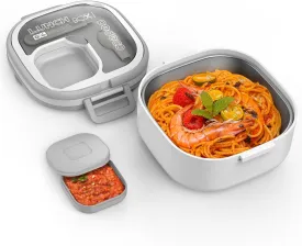 Stainless Steel Lunch Box for Adults & Kids  Leak-Proof Single Compartment,BPA-Free,Dishwasher Safe with Removable Divider & Utensils(White,Not Insulated)
