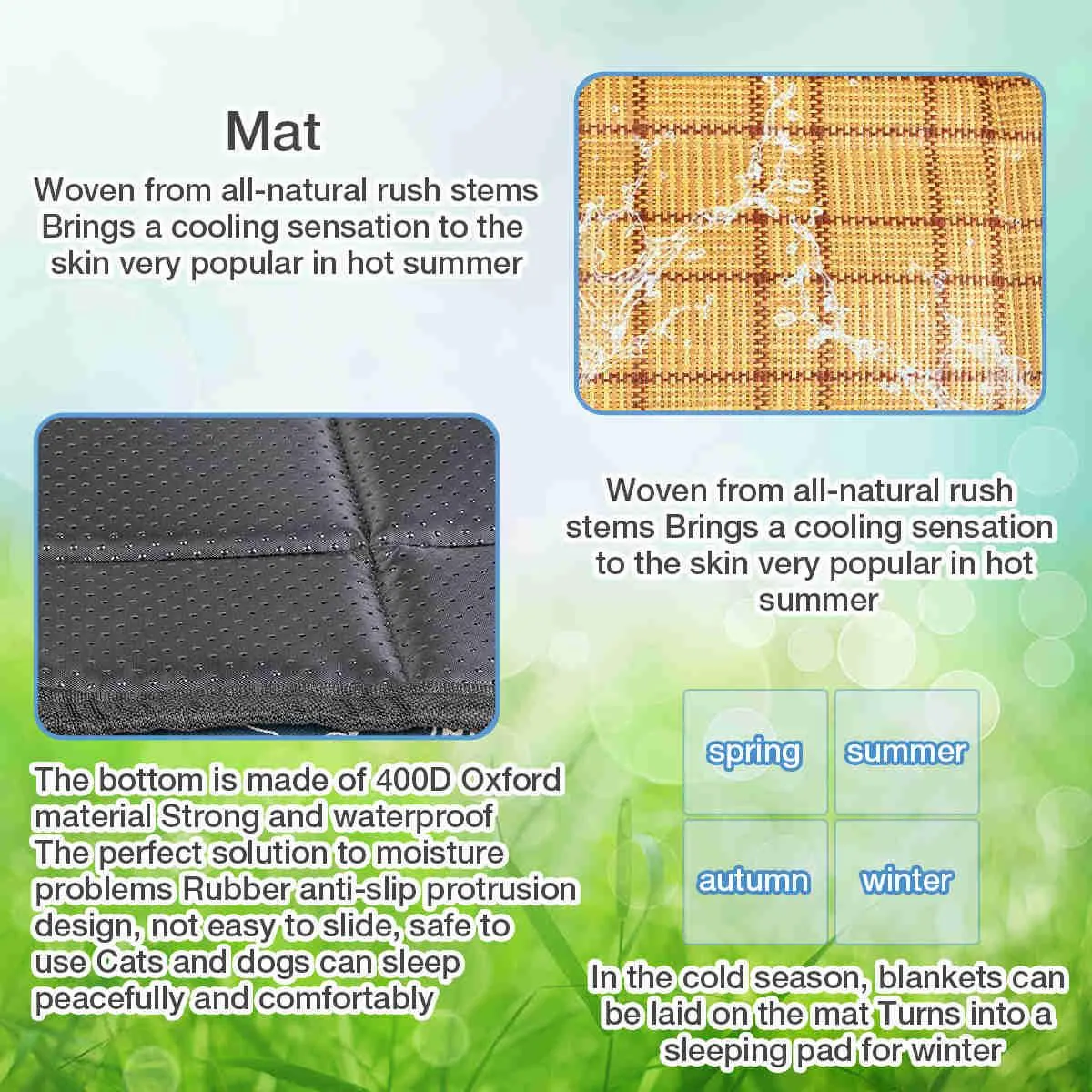 Summer Cool Moisture Resistant Linen Pet Bed, 1 Pack (Avocado)