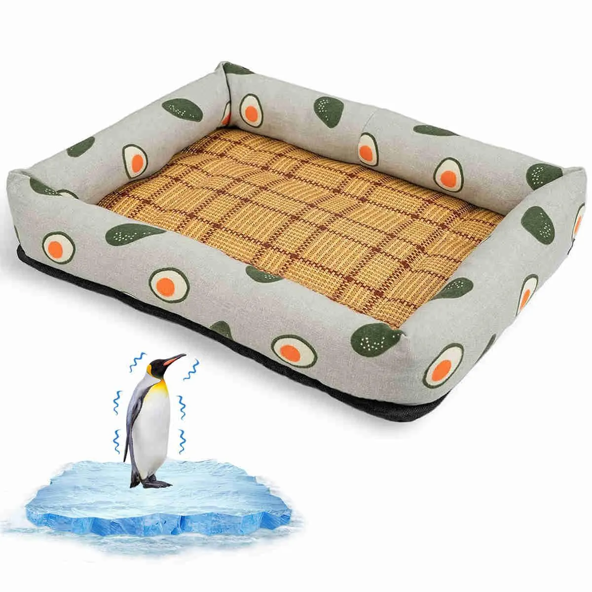 Summer Cool Moisture Resistant Linen Pet Bed, 1 Pack (Avocado)