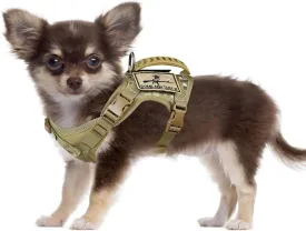 Tactical Dog Training Harness Outdoor Working Vest Adjustable Military MOLLE Dog Vest Harness with Rubber Handle (X-Small (Pack of 1), Beige)