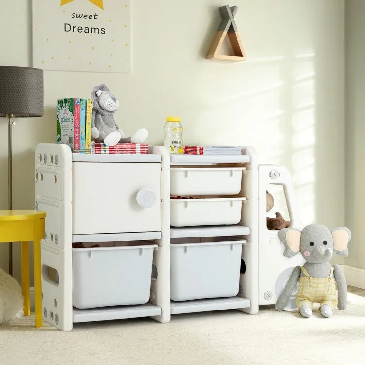 Toddler Truck Storage Organizer with Plastic Bins - Beige
