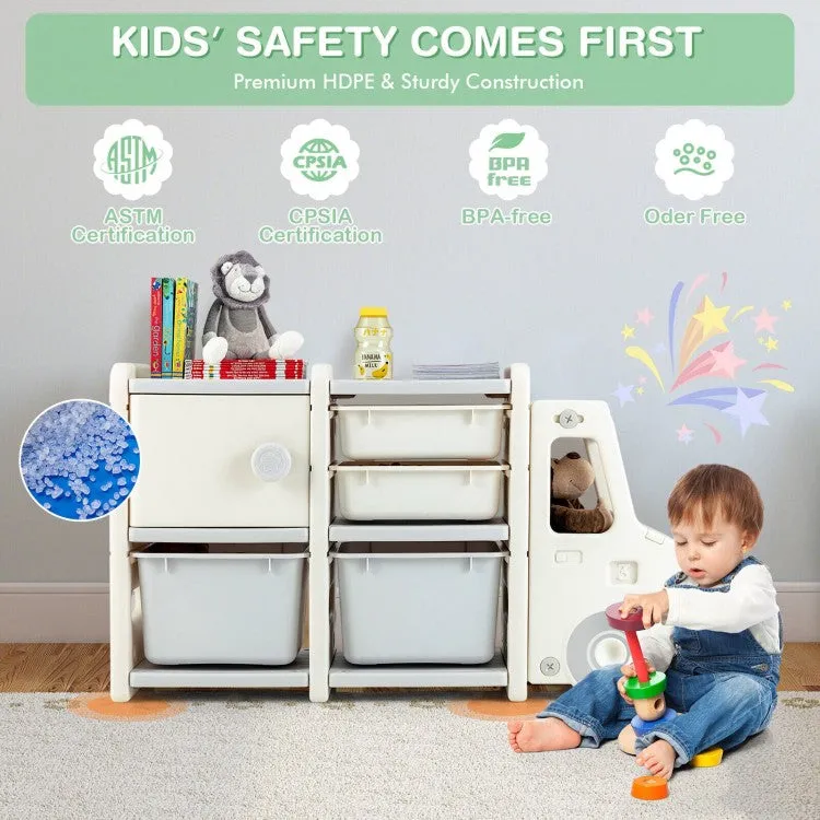 Toddler Truck Storage Organizer with Plastic Bins - Beige