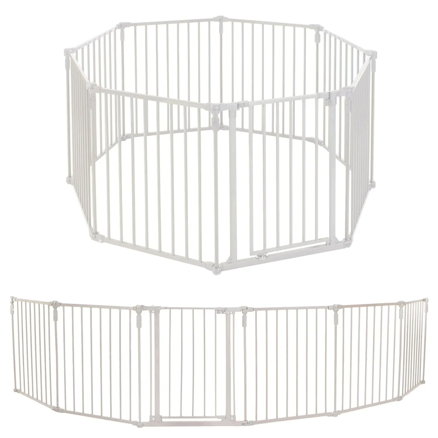 Toddleroo by North States 3 in 1 Metal Superyard 8 Panel Play Yard, Baby Gate, Playpen or Extra Wide Baby Fence, 199" Wide. Wall Mount Kit Included. 19 sq ft play yard (30" tall, Taupe)