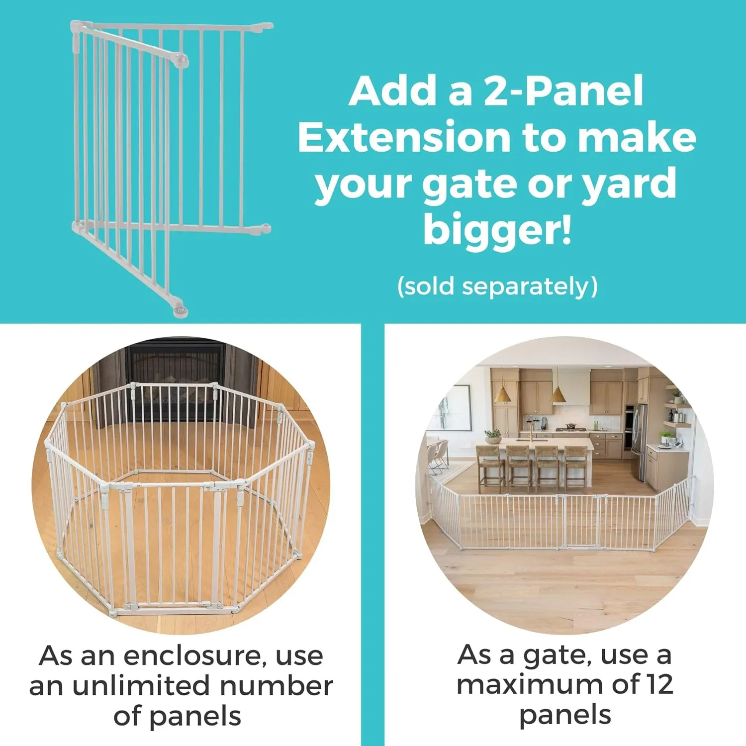 Toddleroo by North States 3 in 1 Metal Superyard 8 Panel Play Yard, Baby Gate, Playpen or Extra Wide Baby Fence, 199" Wide. Wall Mount Kit Included. 19 sq ft play yard (30" tall, Taupe)