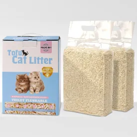Tofu Cat Litter 11.2LB(5.6lb2bag) Clumping, 100% Natrual Raw Materials, Clumping,Flushable,Ultra Absorbent and Fast Drying,Solubility in Water,Really Dust-Free,Less Scattering