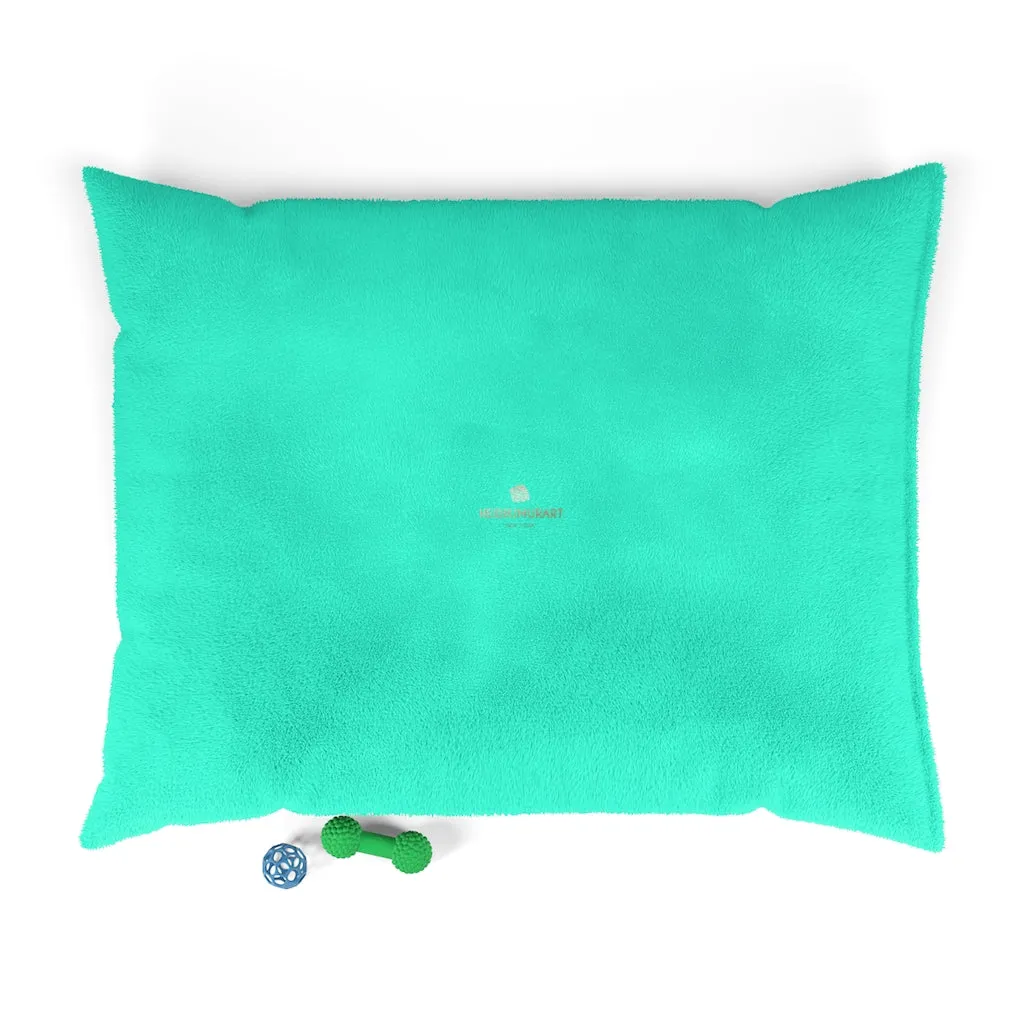 Turquoise Blue Pet Bed, Solid Color Machine-Washable Pet Pillow With Zippers-Printed in USA