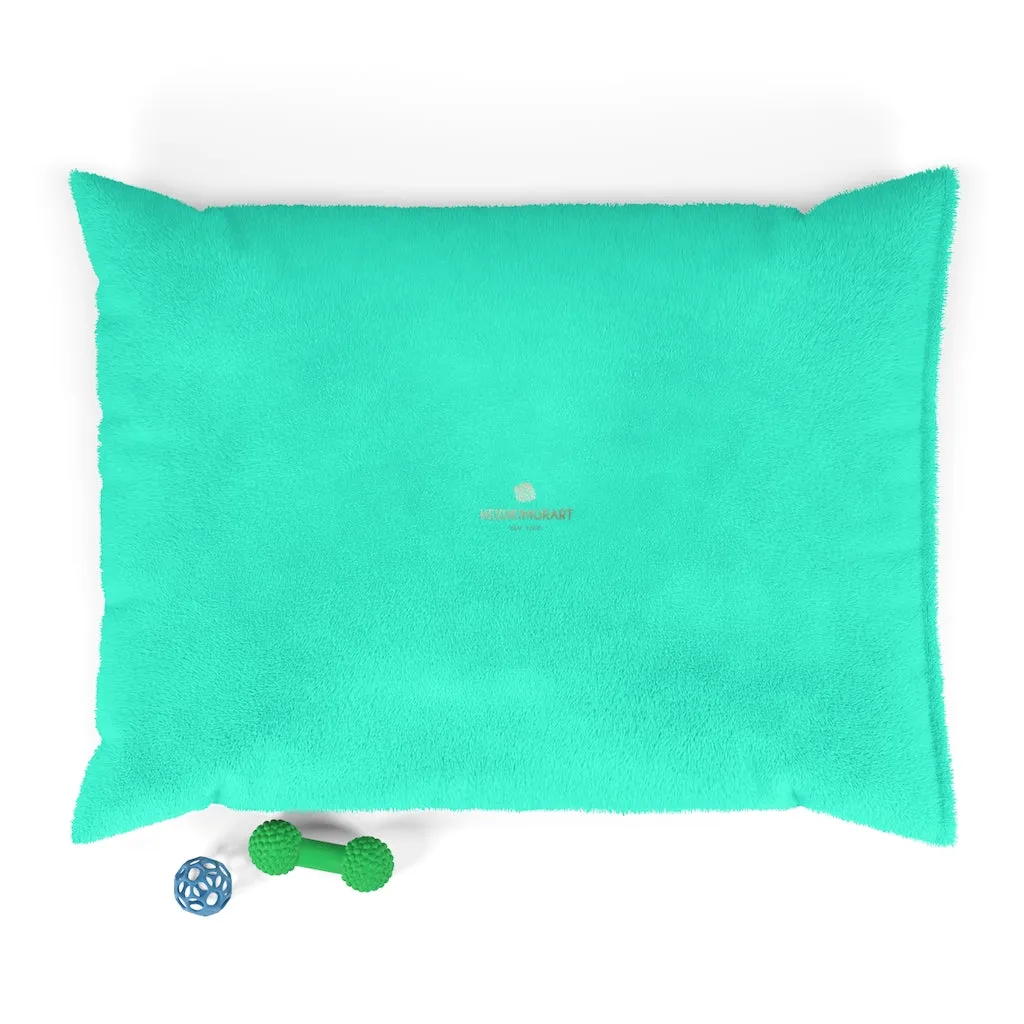 Turquoise Blue Pet Bed, Solid Color Machine-Washable Pet Pillow With Zippers-Printed in USA