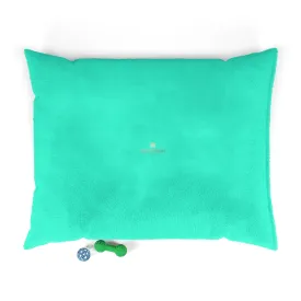 Turquoise Blue Pet Bed, Solid Color Machine-Washable Pet Pillow With Zippers-Printed in USA