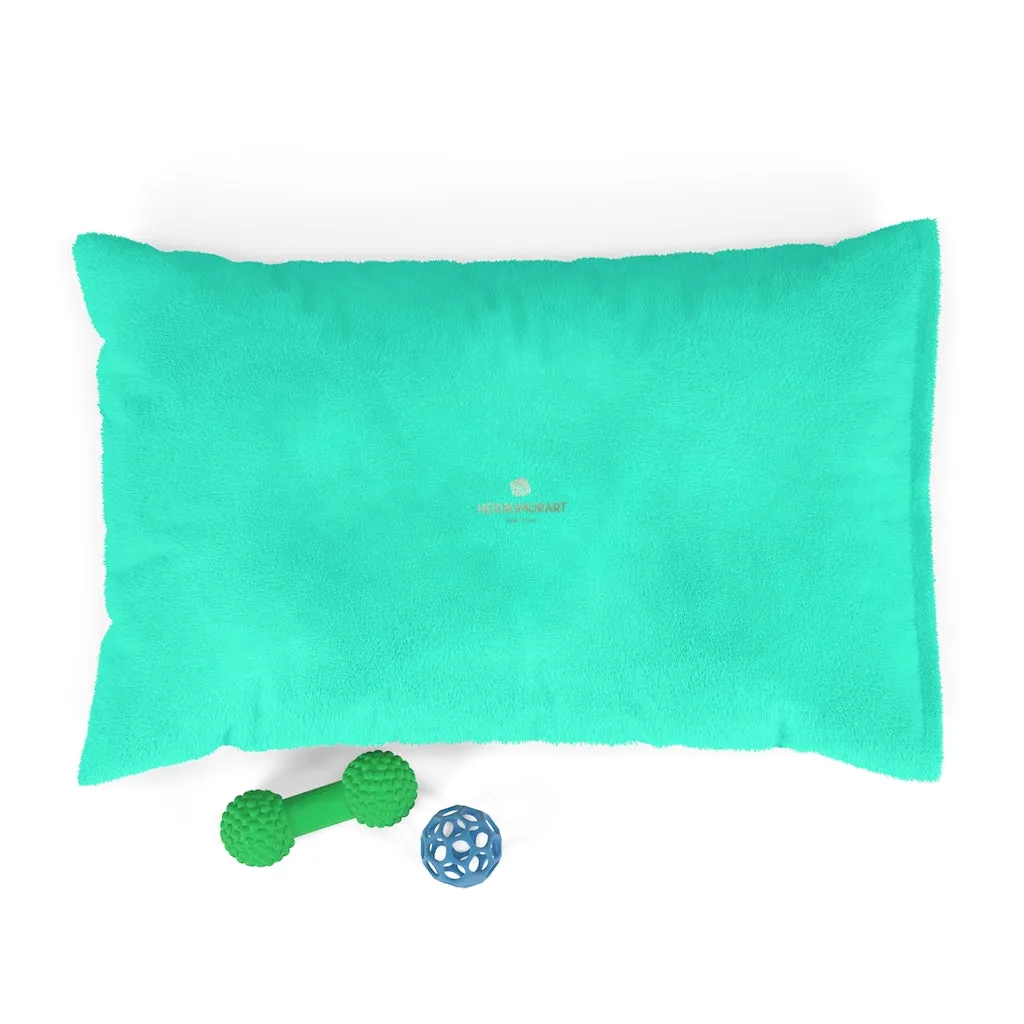 Turquoise Blue Pet Bed, Solid Color Machine-Washable Pet Pillow With Zippers-Printed in USA