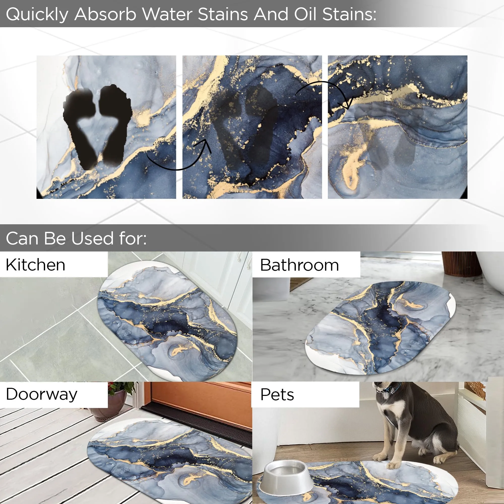 UMAI Polyester Rubber Bathroom Mat (40 * 60cm) Bath Mat | Anti Skid Mat for Bathroom Floor | Bathroom Accessories | Bathroom Mats Water Soak | Non Slip Mat for Bathroom | Floor Mat (Multicolour)