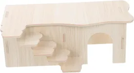 VANZACK Wooden Hamster House with Ladder Multi Chamber Decorative Hideout for Pets for Dwarf Hamsters and Mice Durable and Entertaining Wooden Habitat