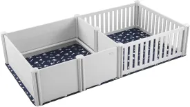 VEVOR Dog Whelping Box, 93.3 x 48.4 x 18.1in Dual Zone Whelping Box for Dogs and Puppies, Whelping Pen for Puppies, Dog Birthing Box with Rails, 2 Washable Pee Pads and 2 Storage Bags, White